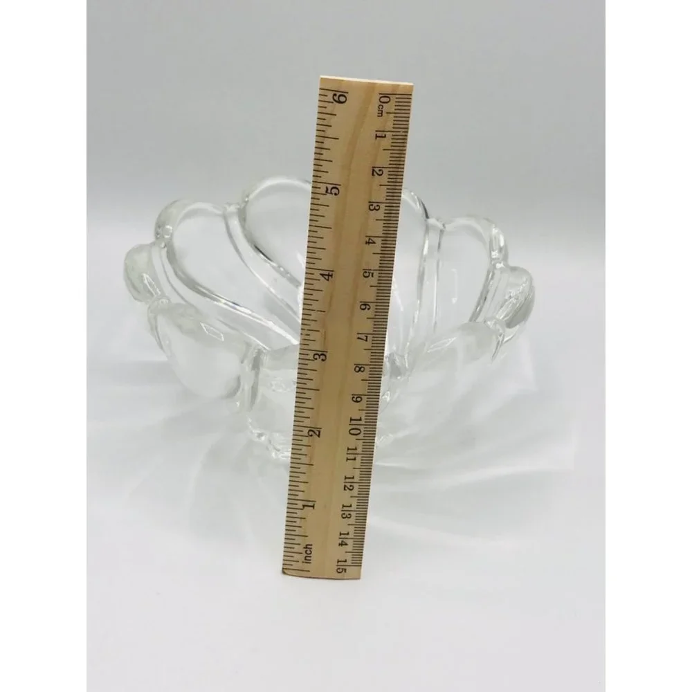 Vintage Mikasa clear crystal swirl scalloped art glass candy, nut dish. Germany